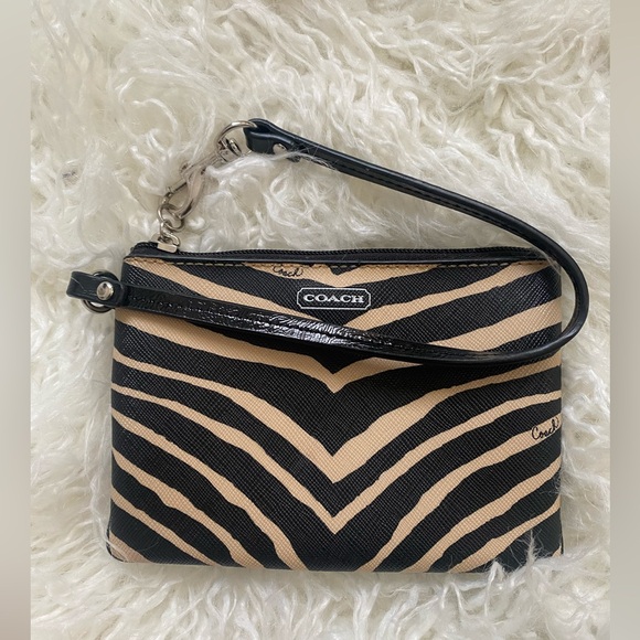 Coach Handbags - Coach wristlet Zebra print